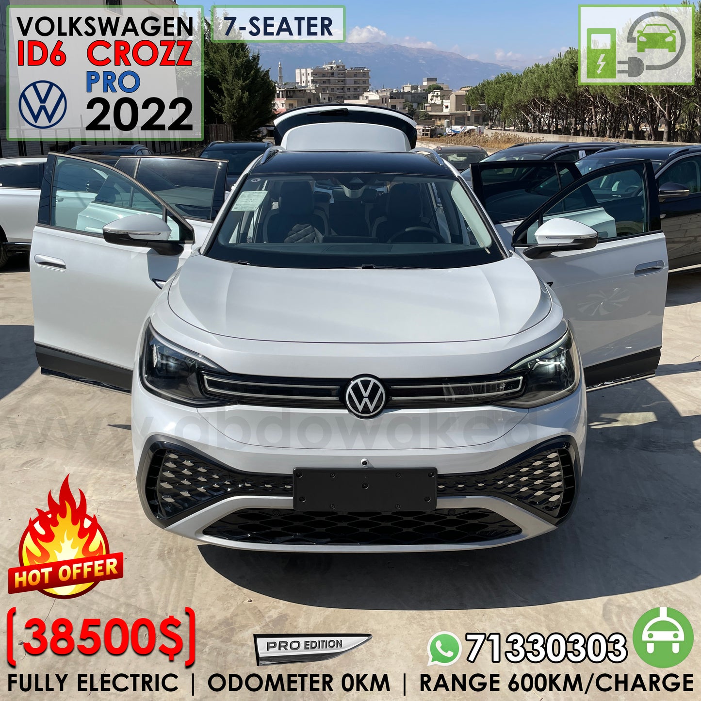 VW ID6 Crozz Pro 2022 7-Seater White Color 600km Range/Charge Fully Electric Car (New - 0KM)