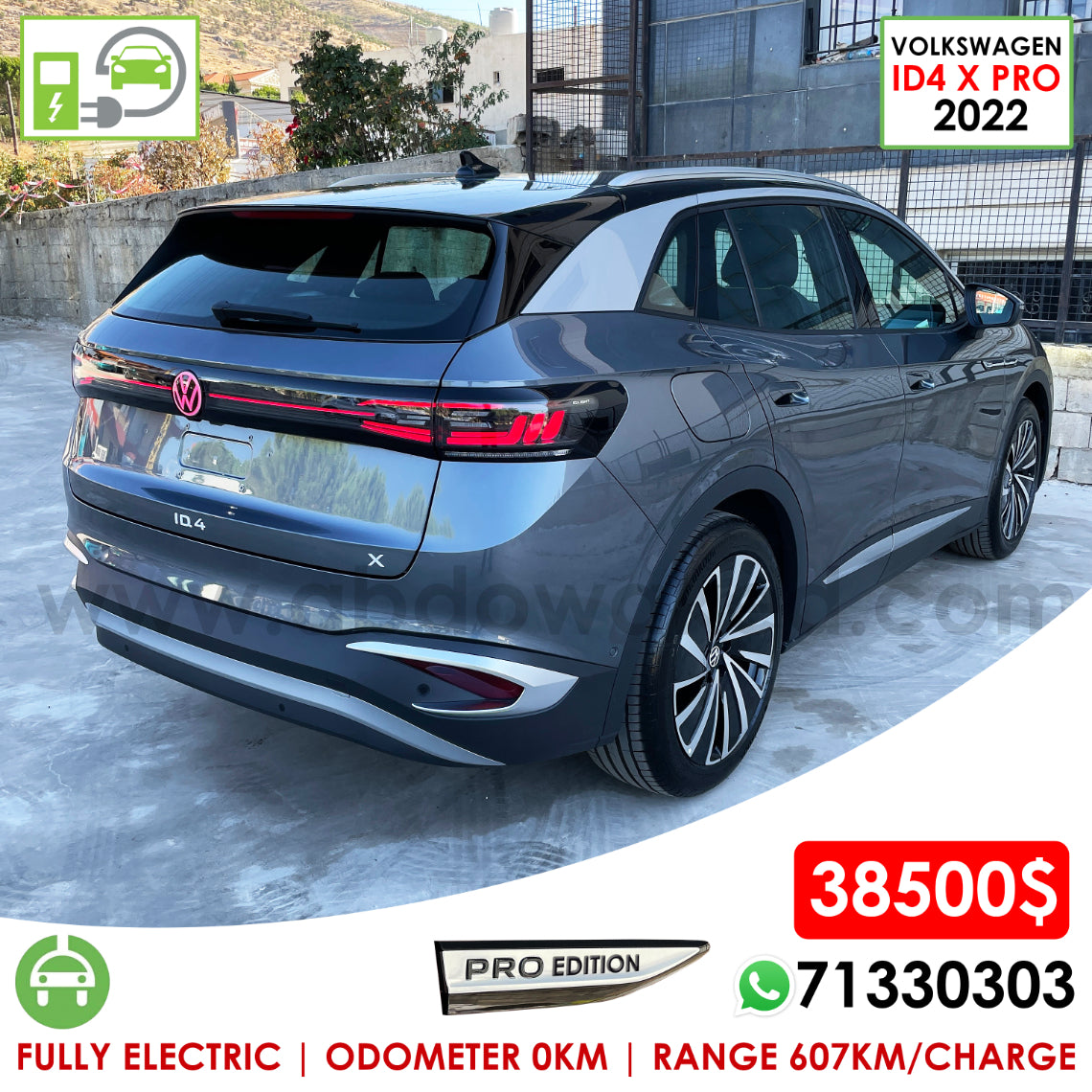 VW ID4 X Pro 2022 Edition Grey Color 607km Range/Charge Fully Electric Car (New - 0KM)