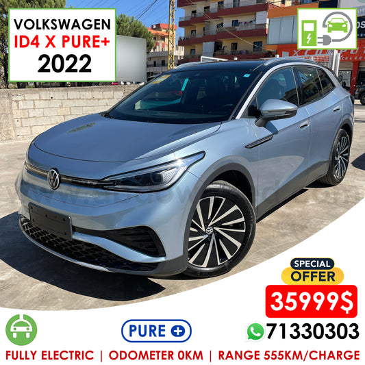 VW ID4 X Pure+ 2022 Light Blue Color 555km Range/Charge Fully Electric Car (New - 0KM)