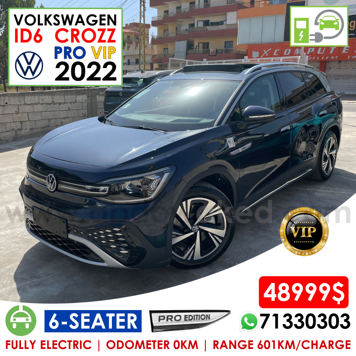 VW ID6 Crozz Pro VIP Edition 2022 6-Seater Dark Blue Color 601km Range/Charge Fully Electric Car (New - 0KM)